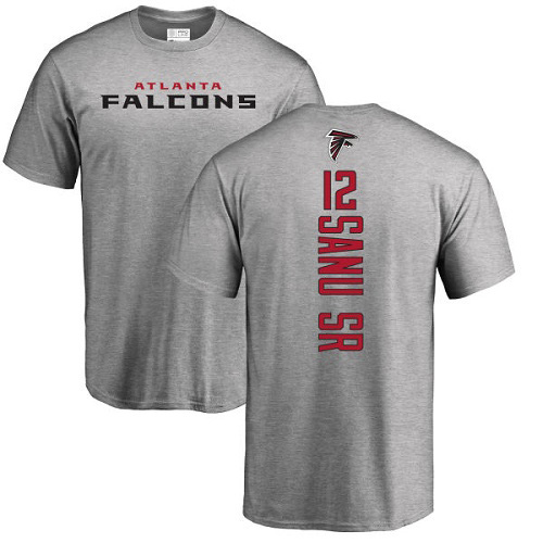 Atlanta Falcons Men Ash Mohamed Sanu Backer NFL Football #12 T Shirt->youth nfl jersey->Youth Jersey